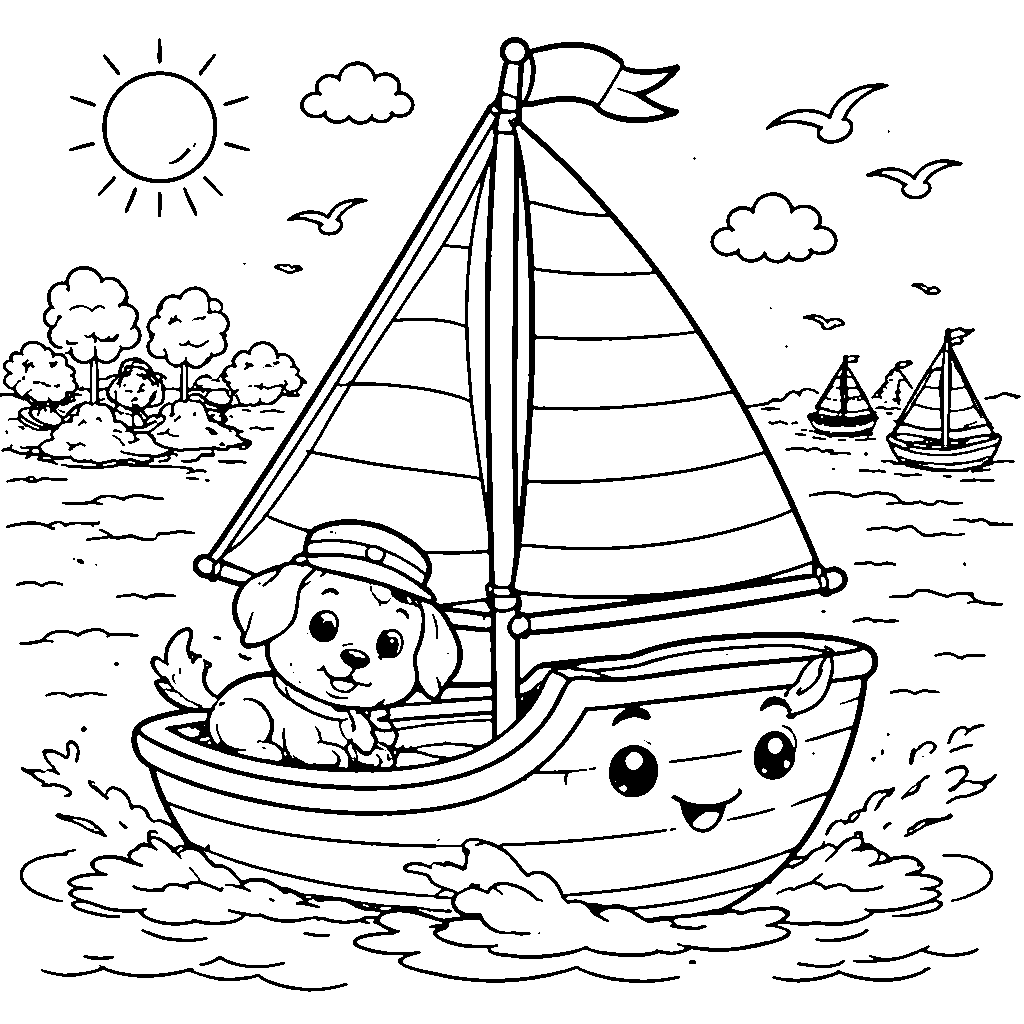 เรือสุดน่ารักในท่าเรือที่มีแดดส่อง