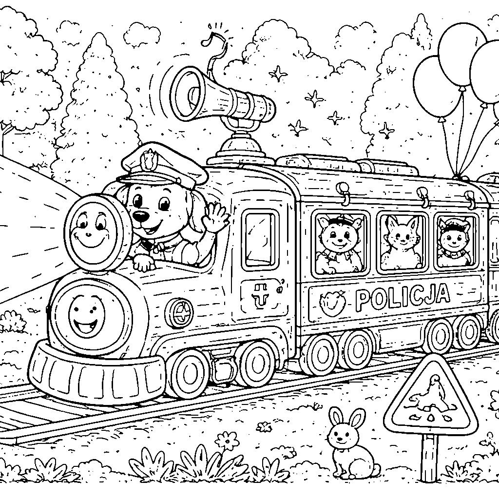 รถไฟตำรวจ – ภาพระบายสี พิมพ์