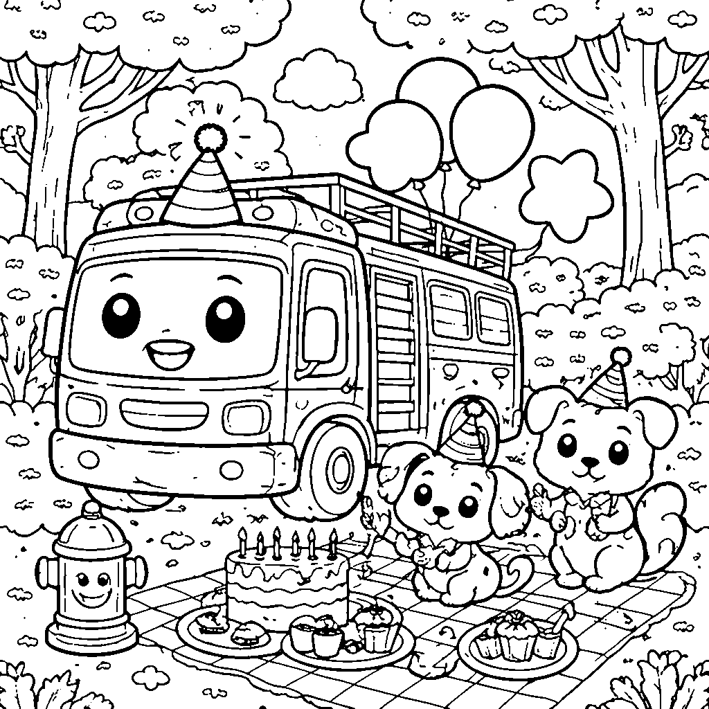 รถดับเพลิงน่ารักจัดปาร์ตี้กับสัตว์ช่วยชีวิต