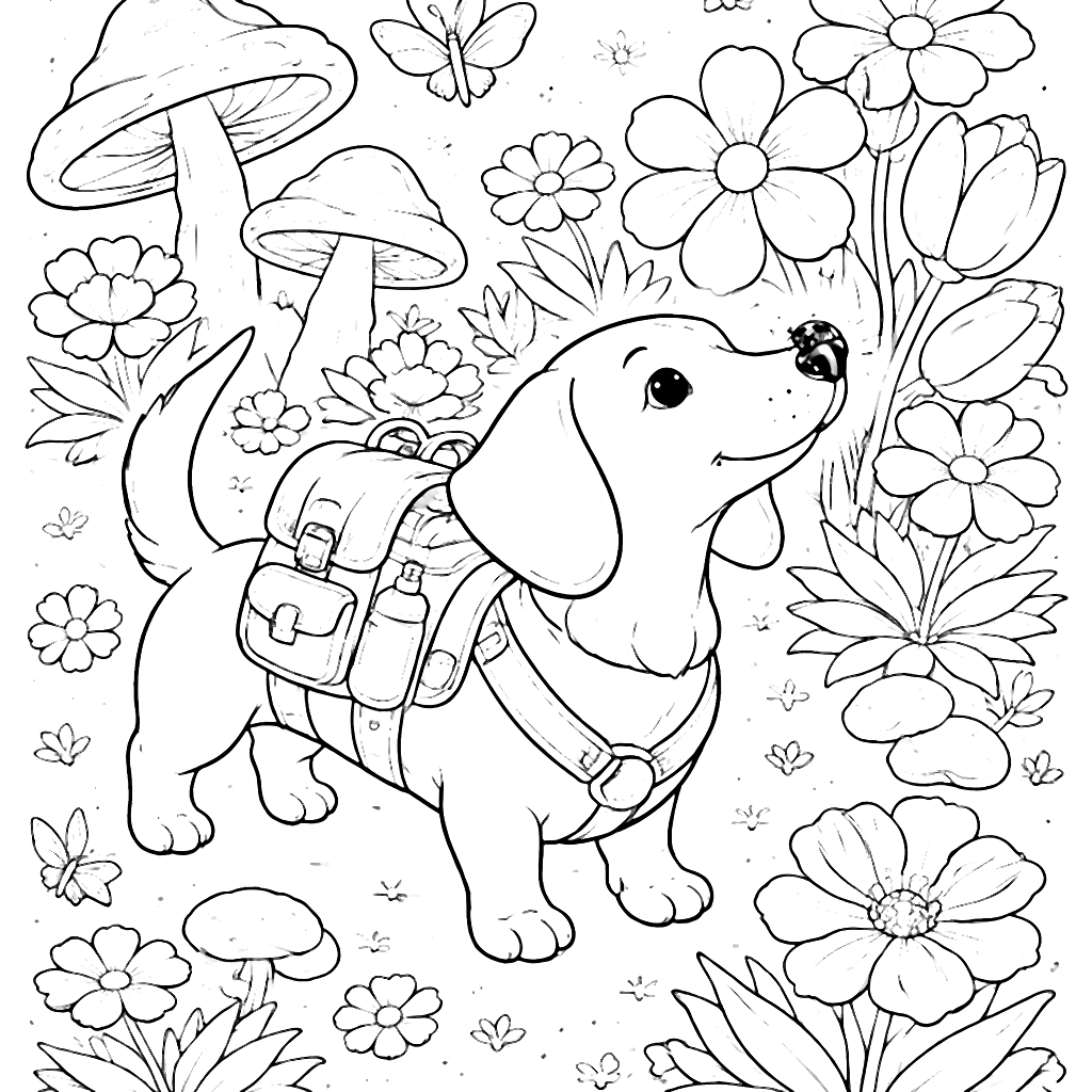 Eşsiz Dachshund Boyama Sayfası - Bahçe Keşfi