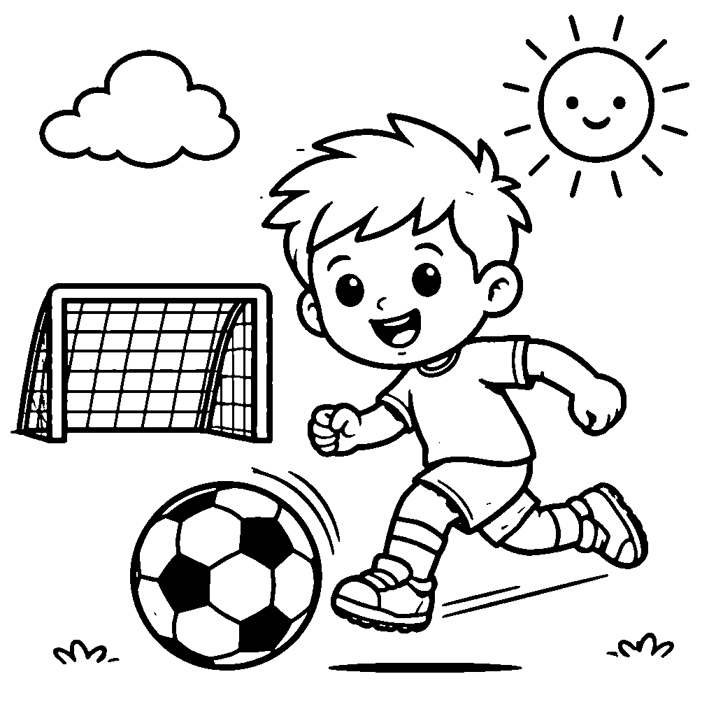 Topa Vuran Futbolcu Boyama Sayfası