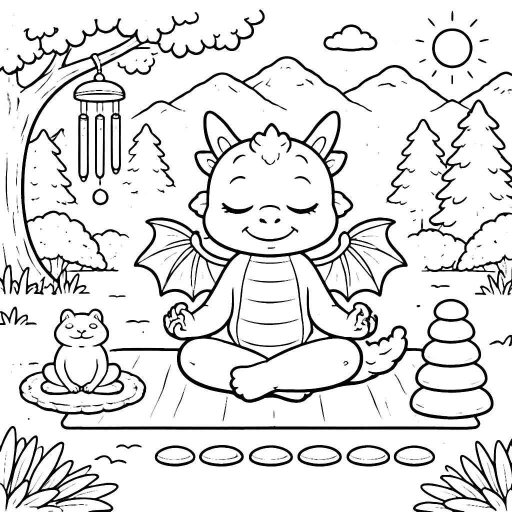 Yoga Yapan Ejderha - Boyama Sayfası – boyalama sayfası yazdır