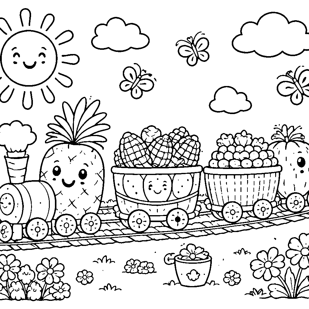 Friendly Train – tranh tô màu in