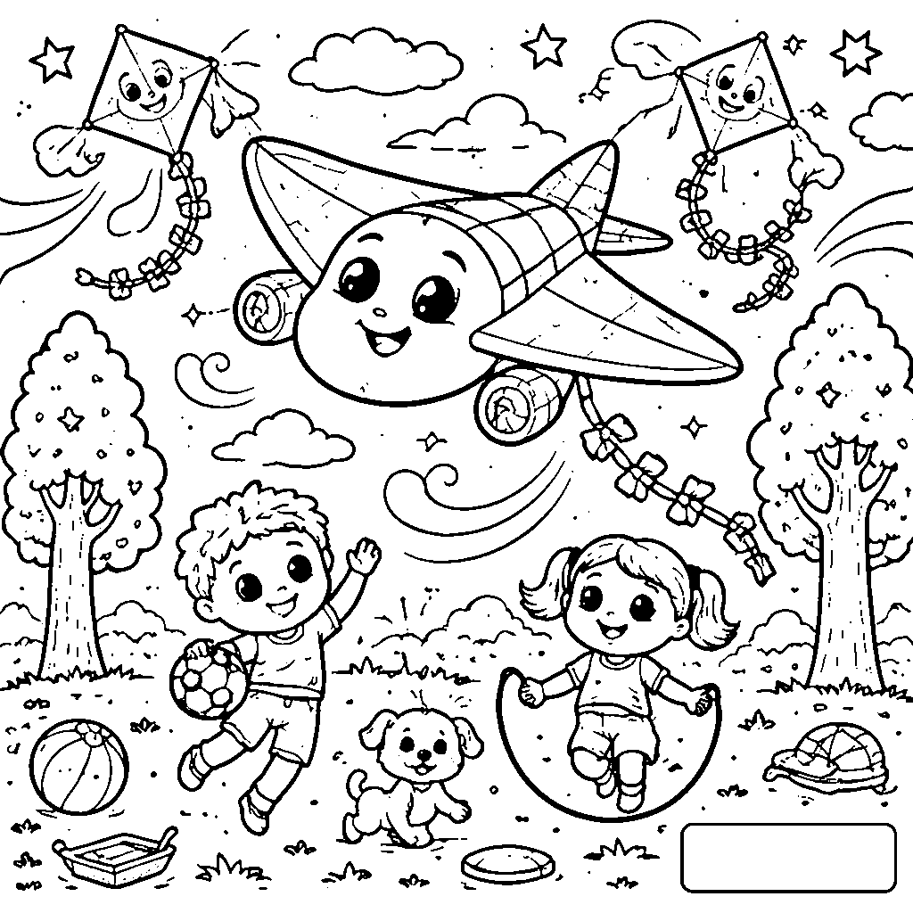 风筝形飞机涂色页 – 填色画 打印