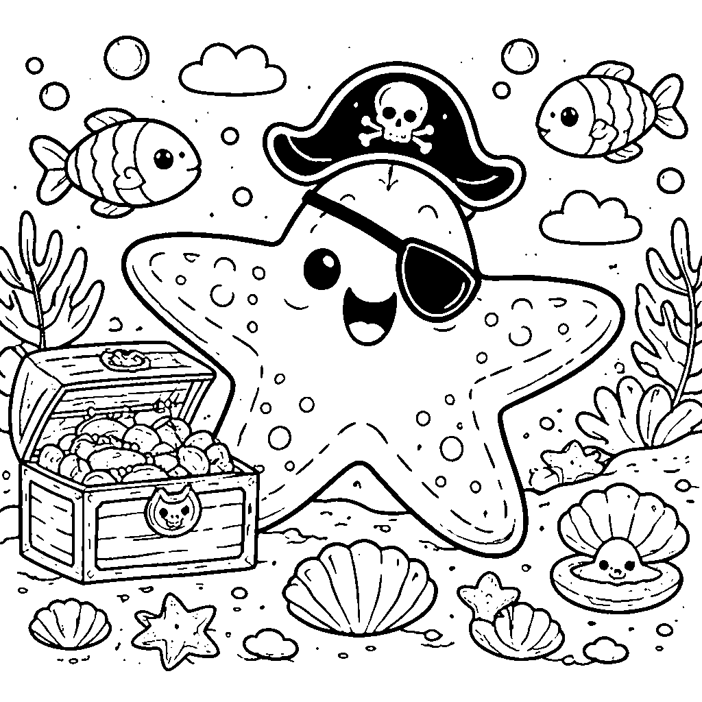 咯咯笑的海星涂色页