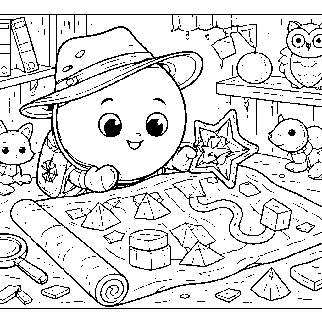 好奇的形状探索者涂色页