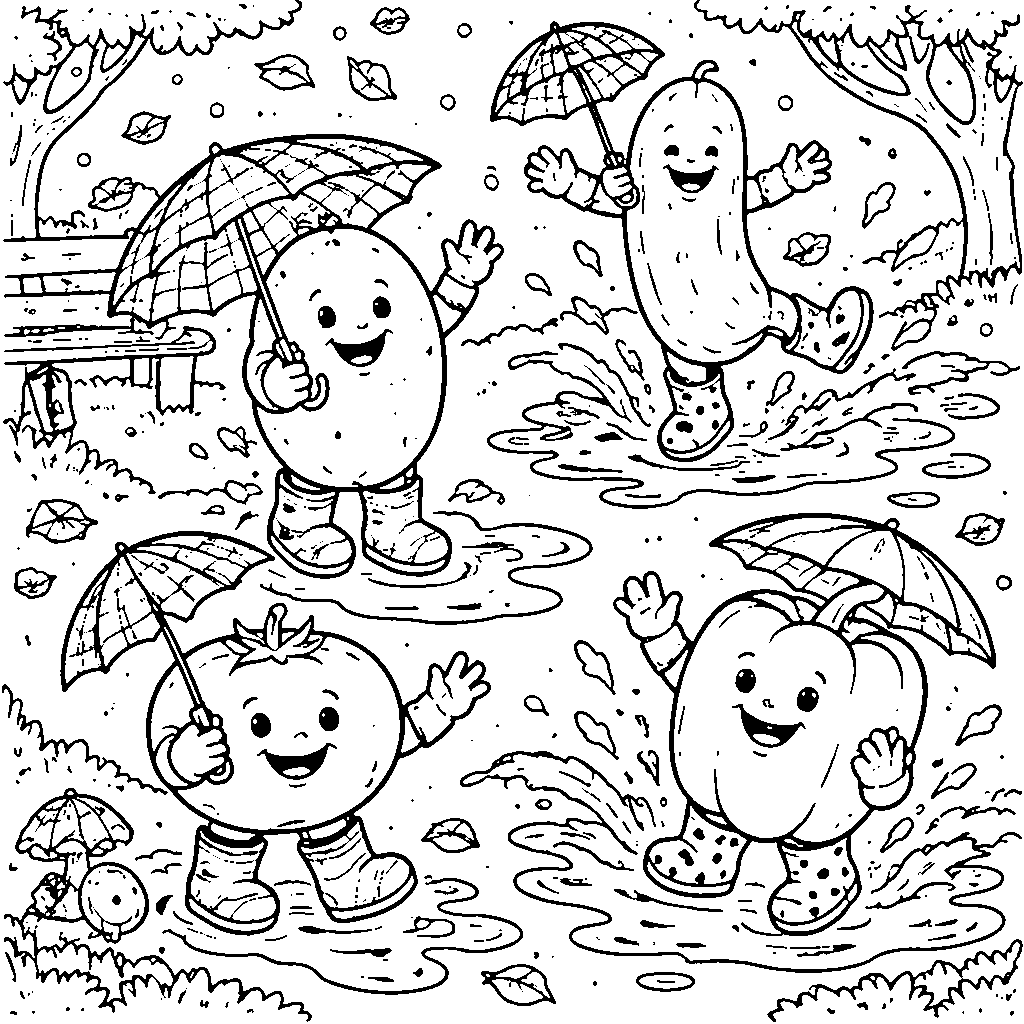 可爱的蔬菜朋友涂色页