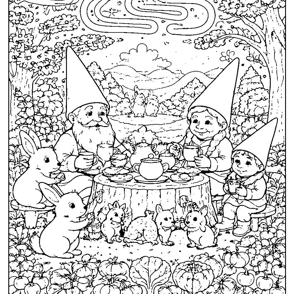 友善的花园小矮人涂色页