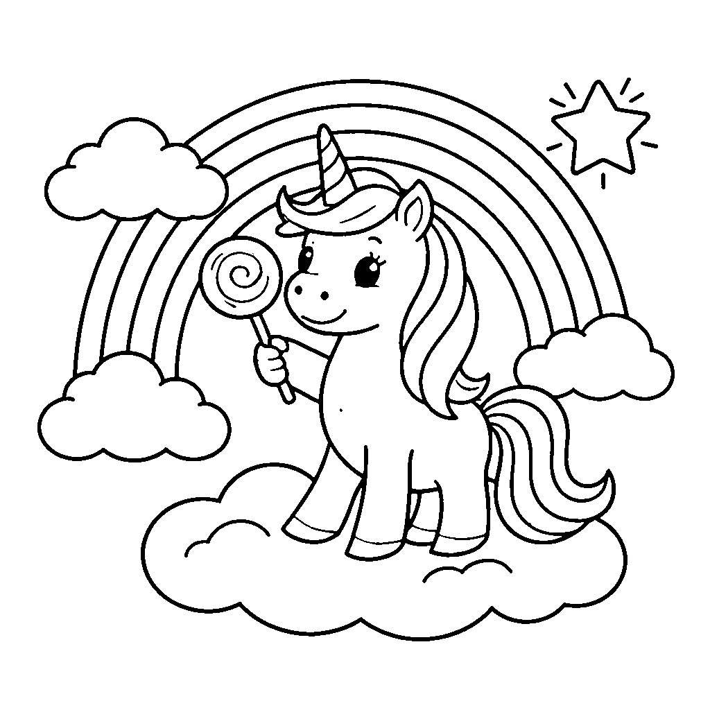 可愛獨角獸與彩虹